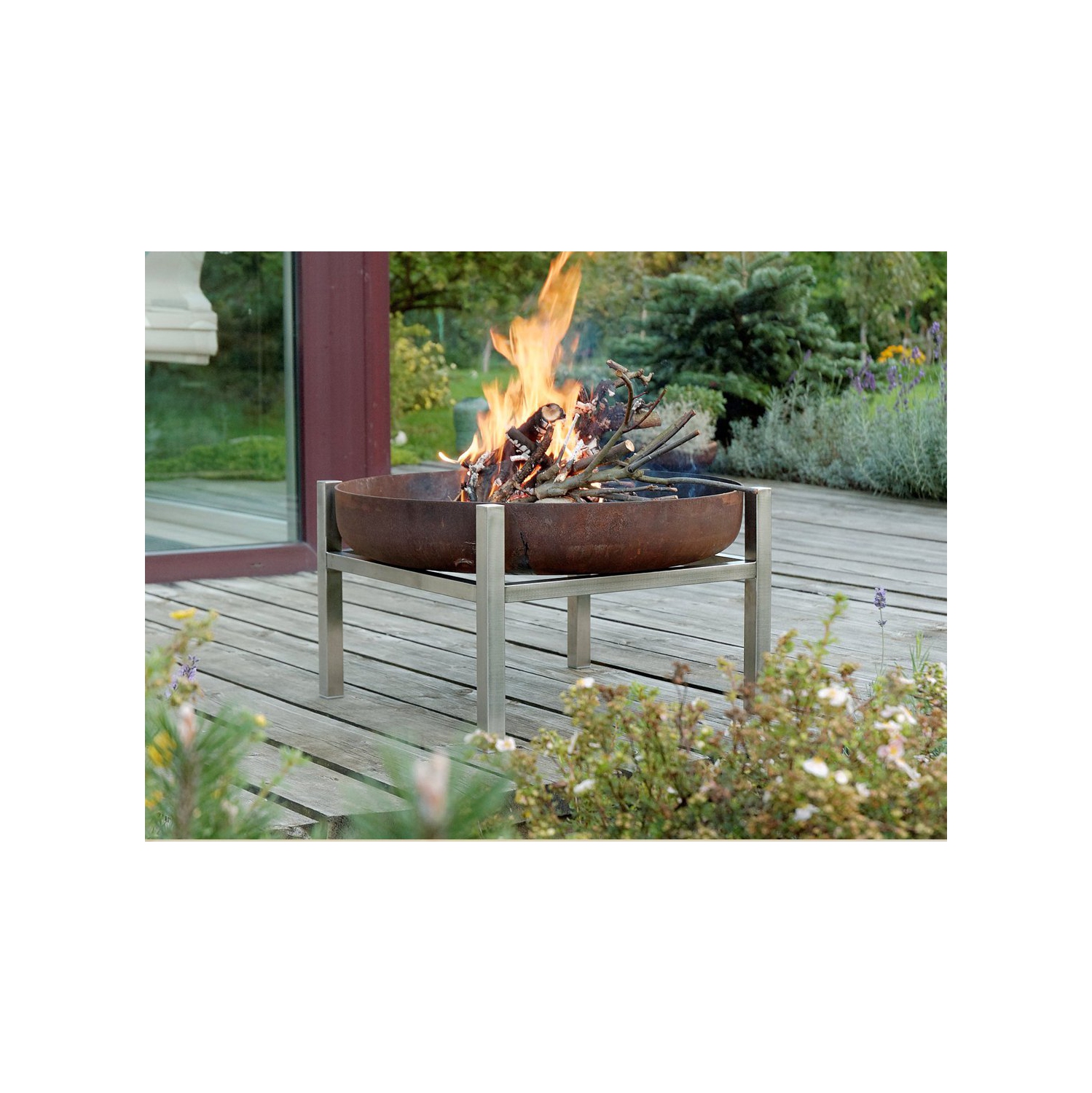 Curonian Parnidis Fire Pit Tall, Diameter 25" - Rusting and Stainless steel