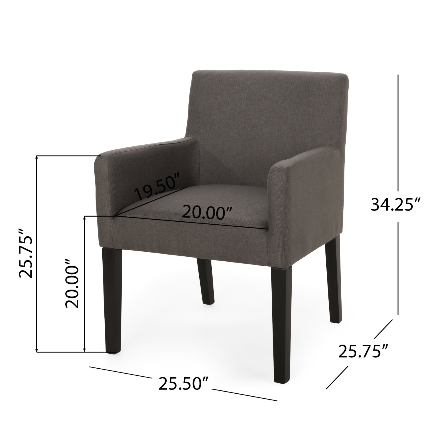 McClure Contemporary Upholstered Armchair, Dark Gray and Espresso