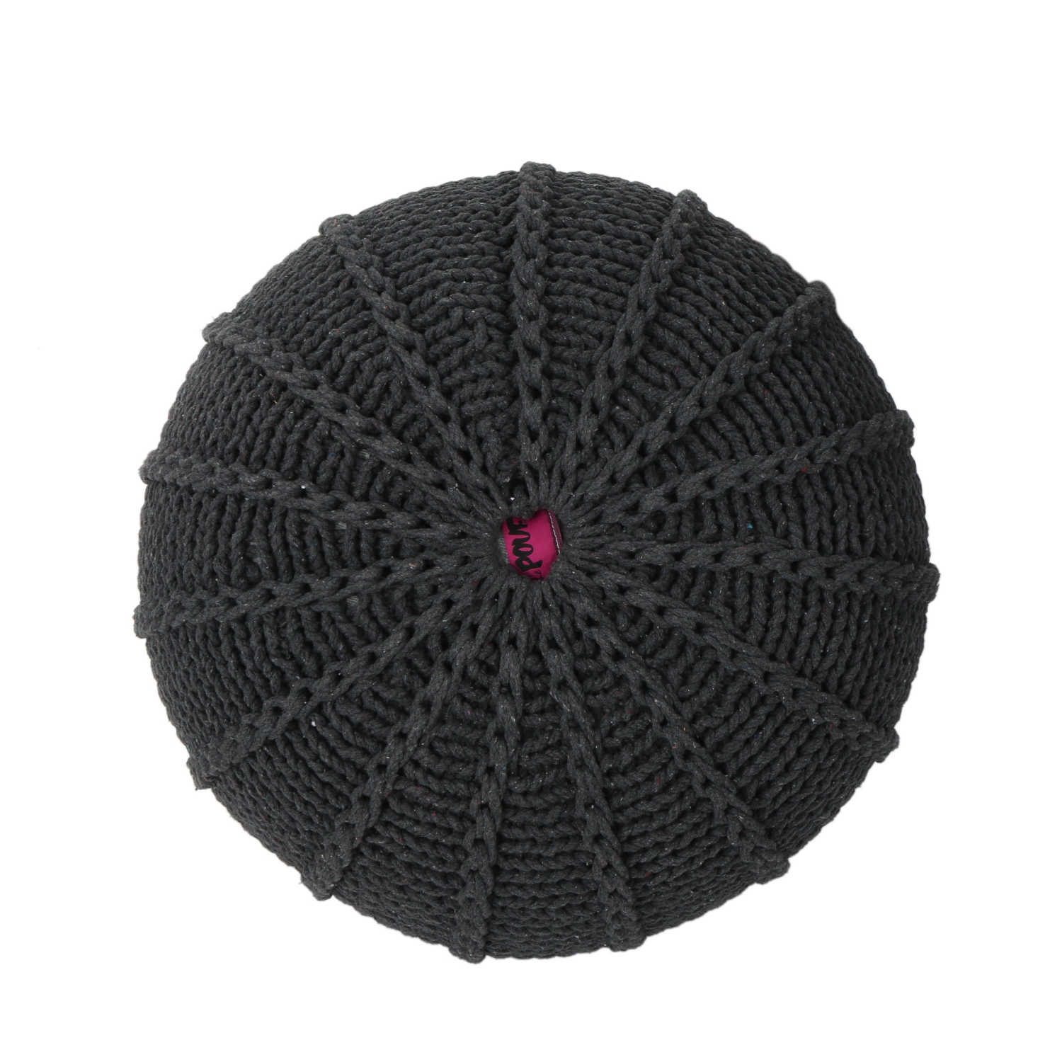 Corisande Knitted Cotton Pouf, Dark Grey