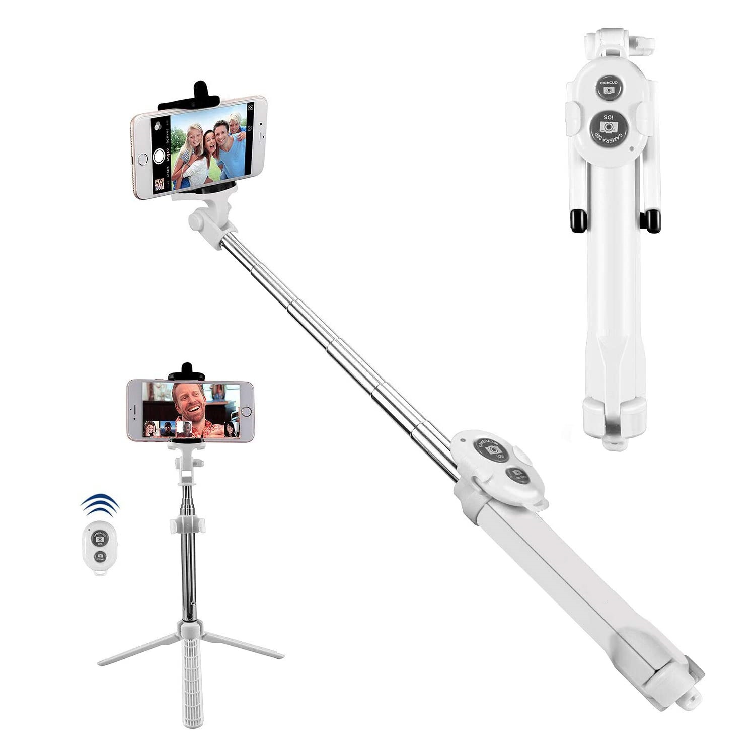 ISTAR Bluetooth Selfie Stick with Tripod & Wireless Remote for iPhone 12/12 Pro/11/11 Pro/XS Max/XS/XR, Galaxy S20/S10/S9, Huawei & More