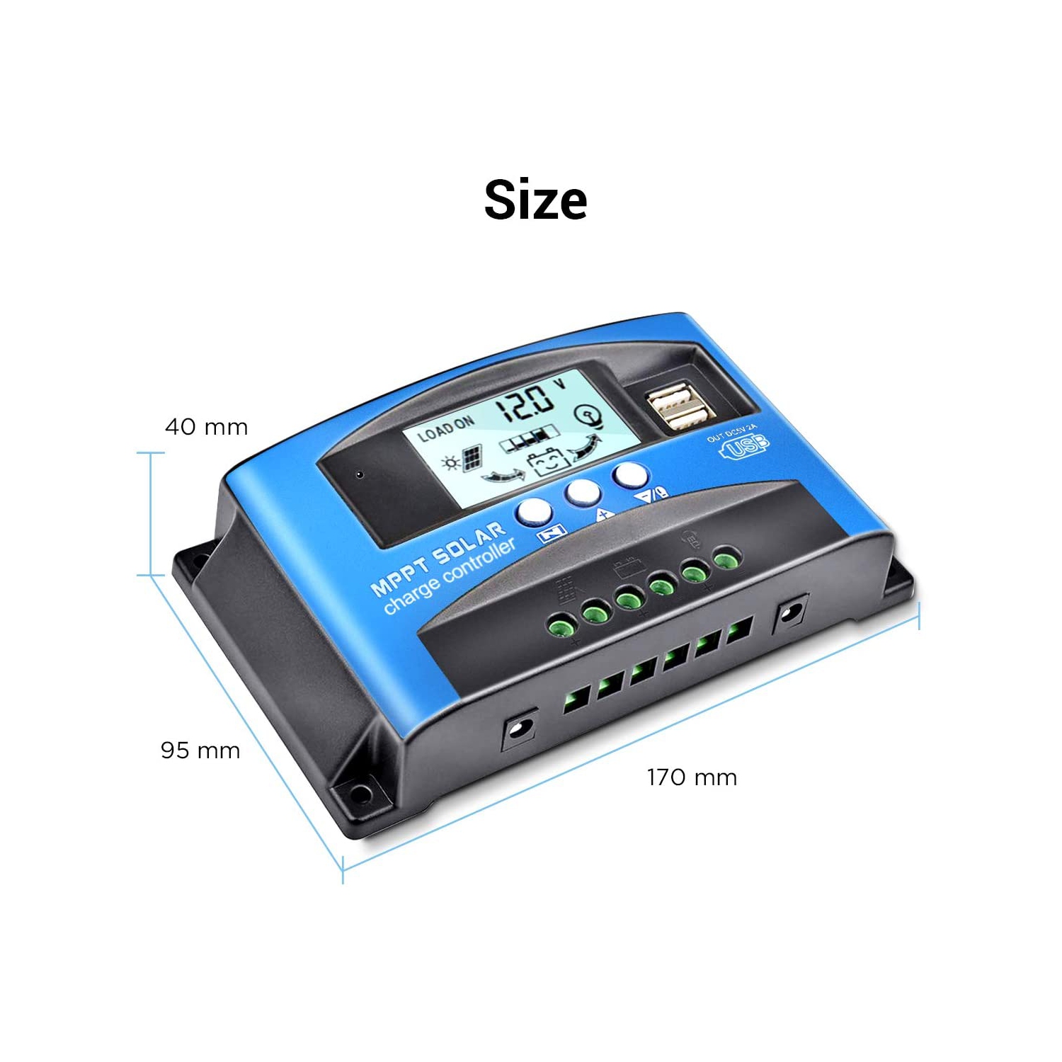 ISTAR MPPT Solar Charge Controller 100A 12V/24V Auto Solar Panel Intelligent Regulator with Dual USB Port LCD Display for Lead Acid Batteries