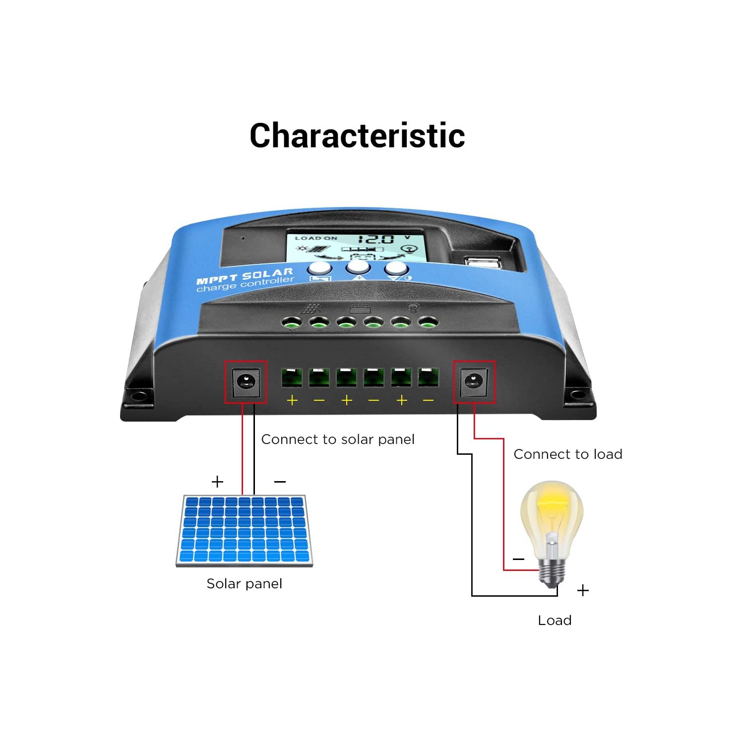ISTAR MPPT Solar Charge Controller 100A 12V/24V Auto Solar Panel Intelligent Regulator with Dual USB Port LCD Display for Lead Acid Batteries