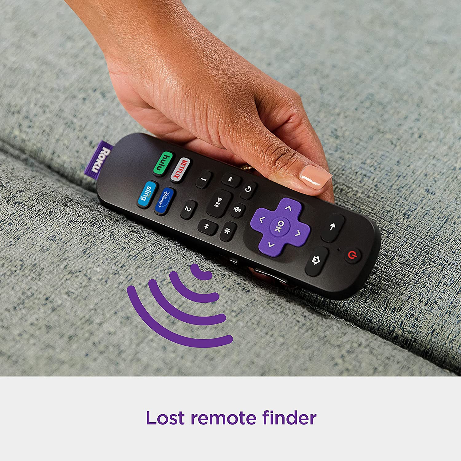 Télécommande vocale rechargeable Roku avec commandes de téléviseur, localisateur de télécommande perdue, écoute privée, mains libres