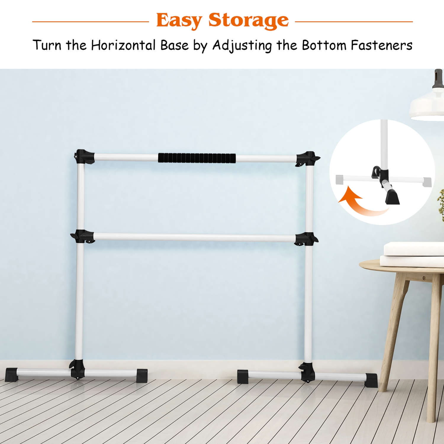 Costway 4ft Portable Double Freestanding Ballet Barre 29'' Base Height