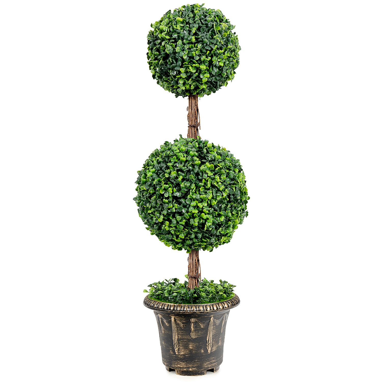 Costway 36" Artificial Topiary Double Ball Tree Indoor Outdoor UV Resistant