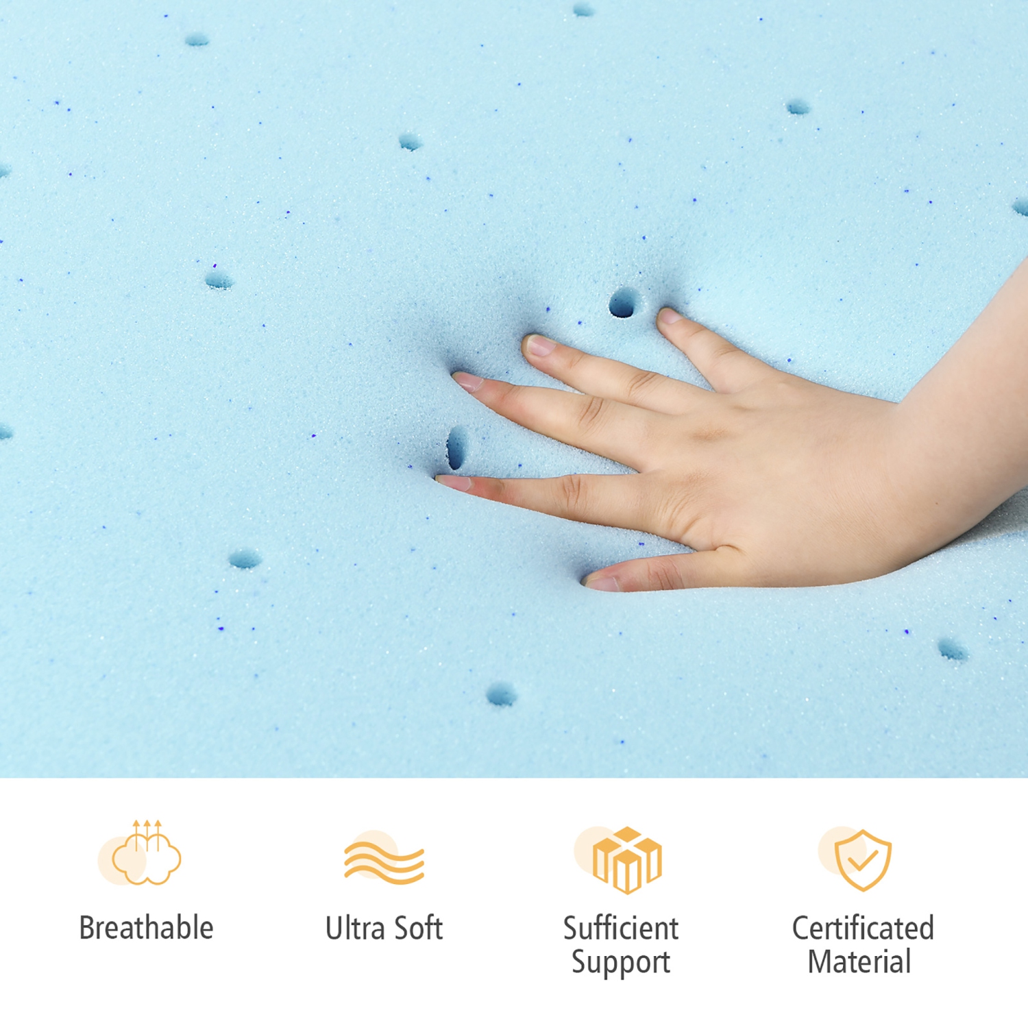 Costway 4"Gel-Infused Memory Foam Mattress Topper Ventilated Bed Pad