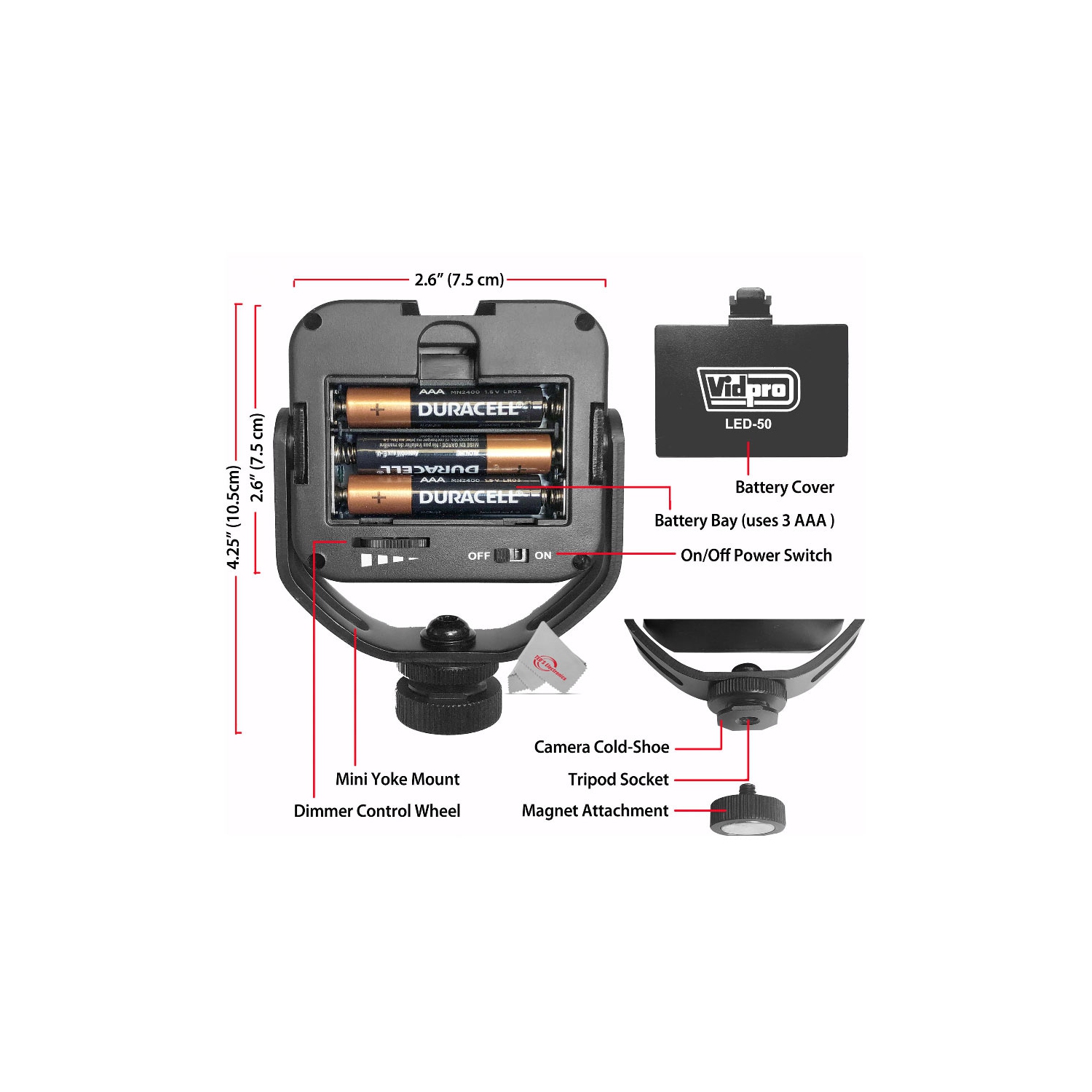 Lampe DEL LED-50 photo et vidéo de Vidpro