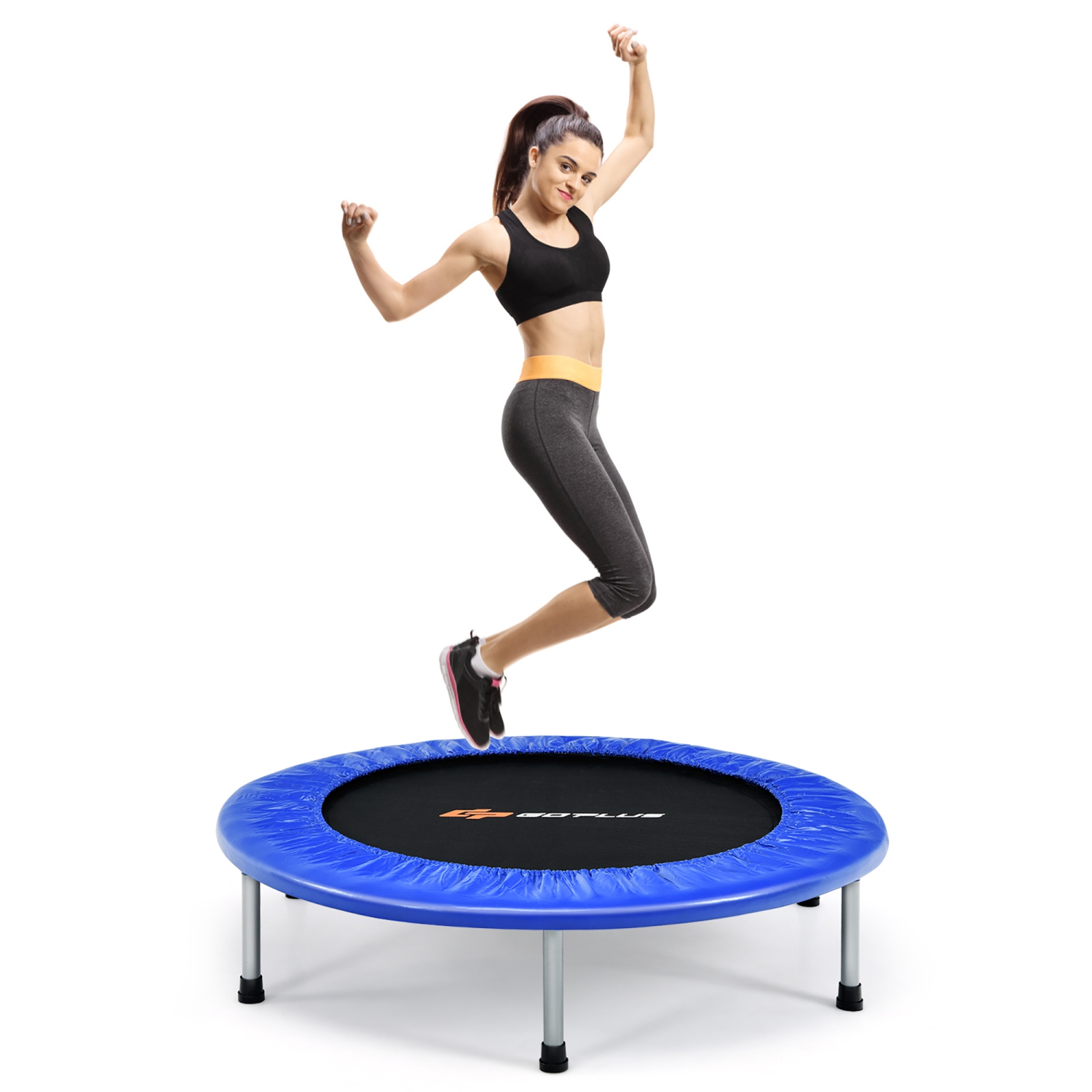Goplus 38" Mini Folding Trampoline Portable Recreational Fitness Rebounder Pink\Blue