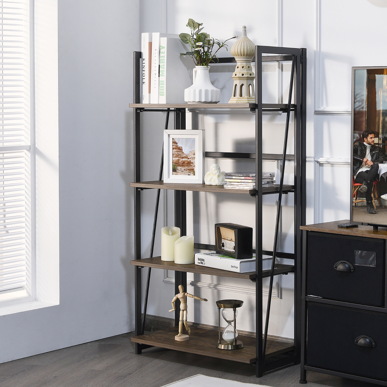 Industrial 4 deals tier bookshelf