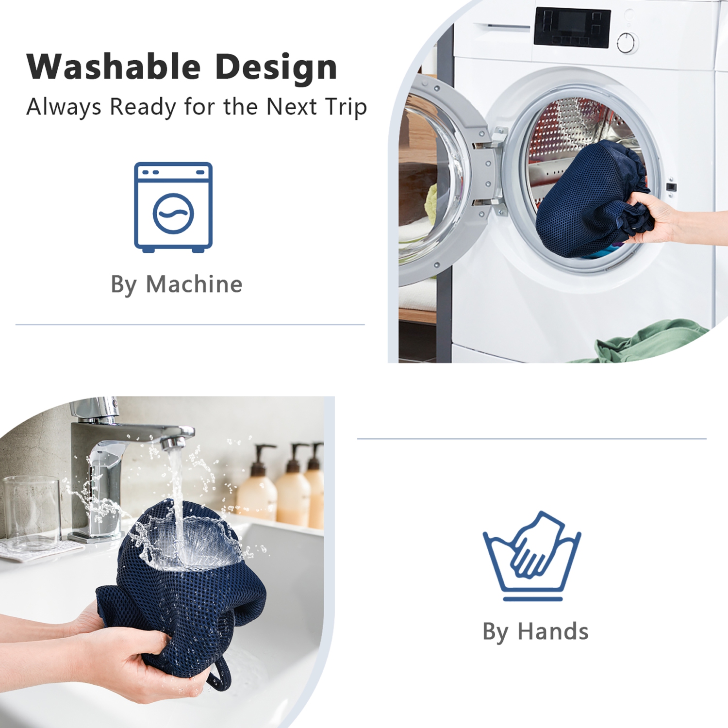 Sac à dos pliable à cordon et pochette à fermeture à glissière de Costway