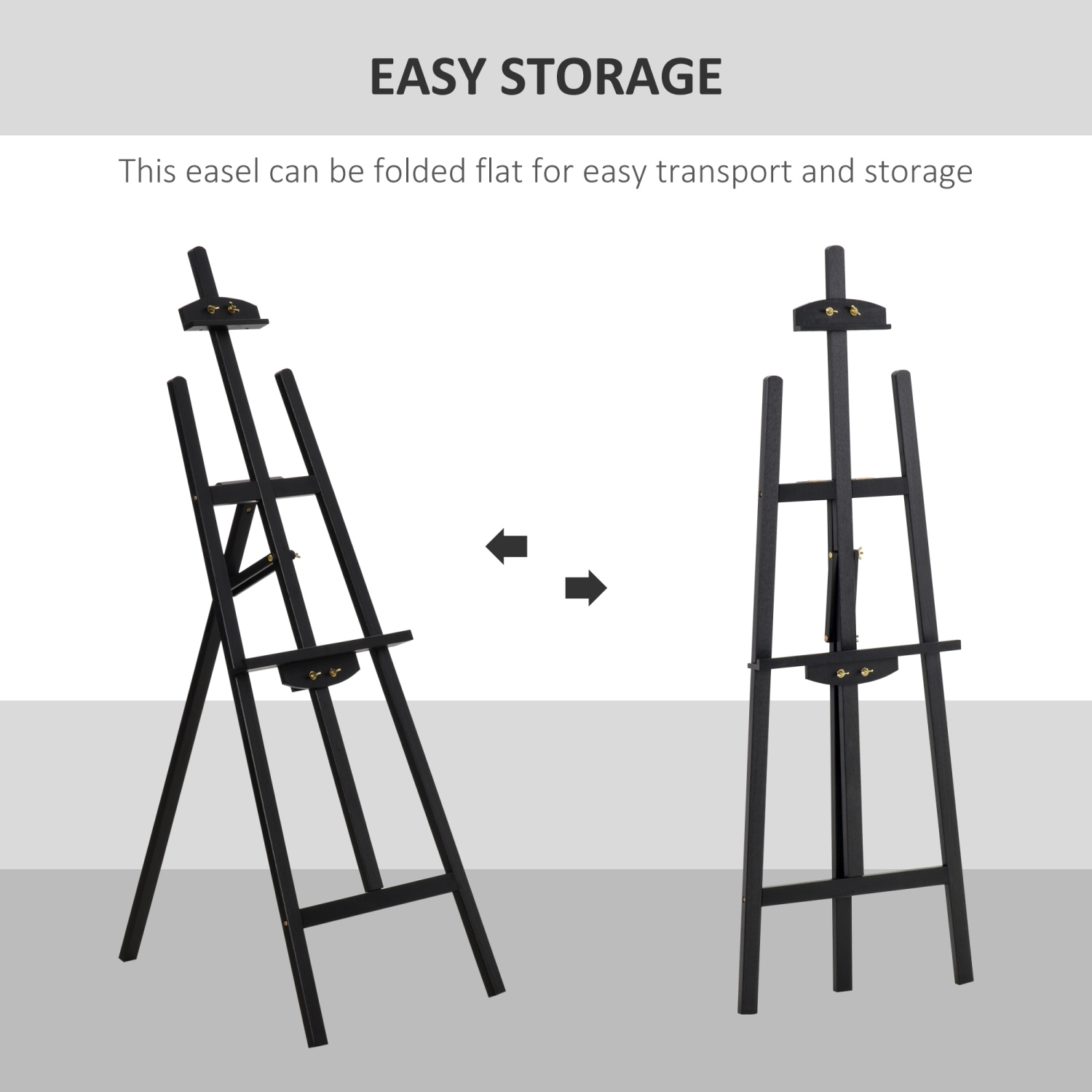 HOMCOM – Chevalet de peinture en pin de 55&nbsp;po, chevalet pliant réglable, s'incline jusqu'à 75° pour les adultes, les débutants et les étudiants,