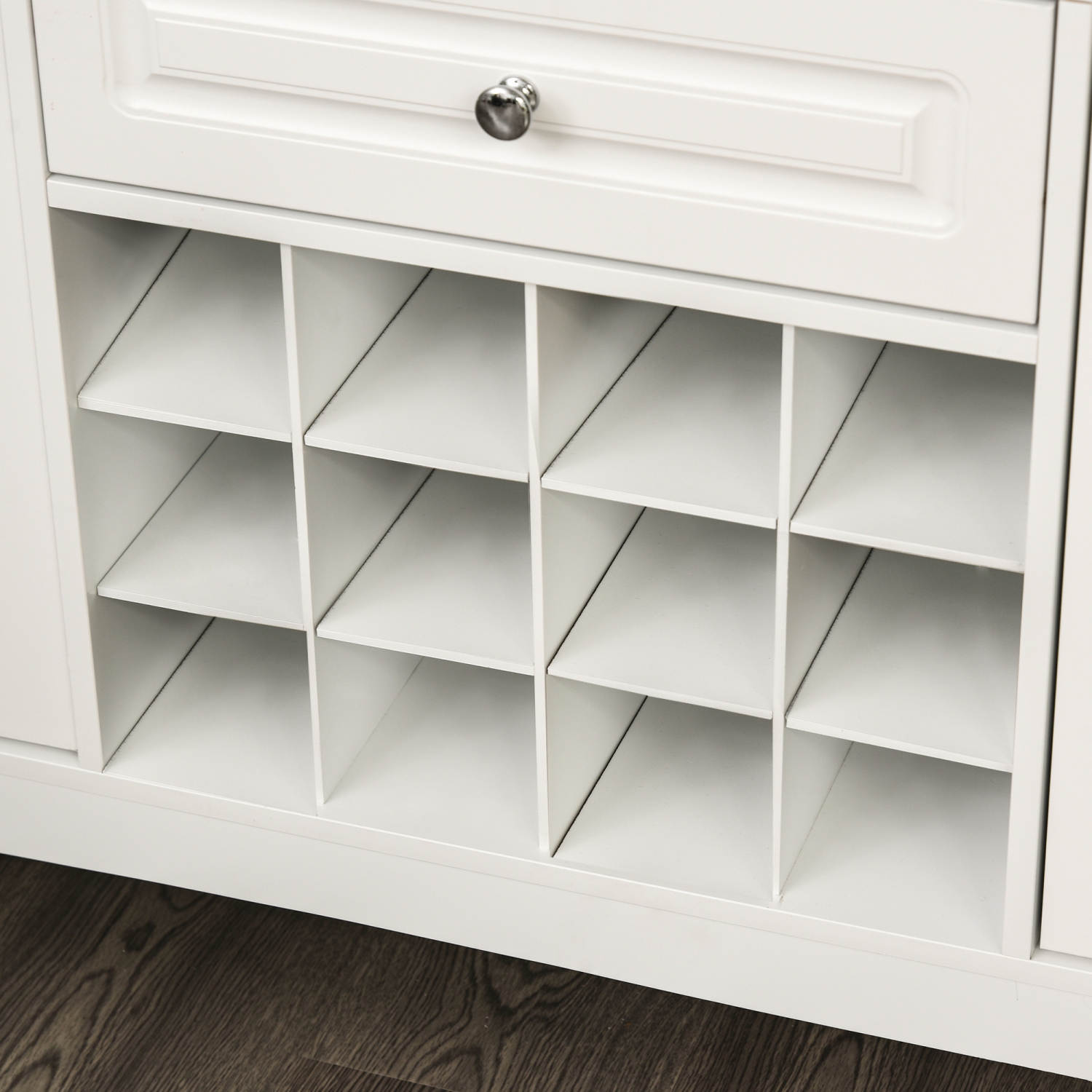 HOMCOM – Buffet, armoire de cuisine de 46&nbsp;po avec porte-bouteilles et tiroir, bar à café, blanc