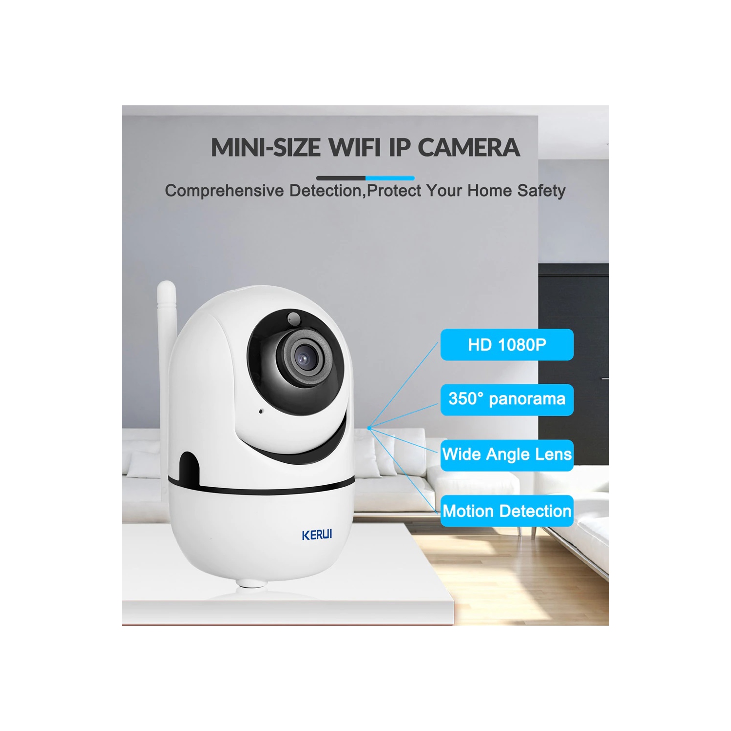 Mini caméra IP Wi-Fi HD1080P Tuya caméra d’intérieur système de surveillance Wi-Fi vision nocturne système d’alarme à détection de mouvement