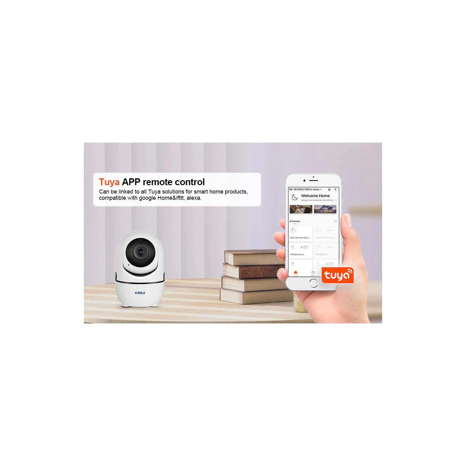 Mini caméra IP Wi-Fi HD1080P Tuya caméra d’intérieur système de surveillance Wi-Fi vision nocturne système d’alarme à détection de mouvement