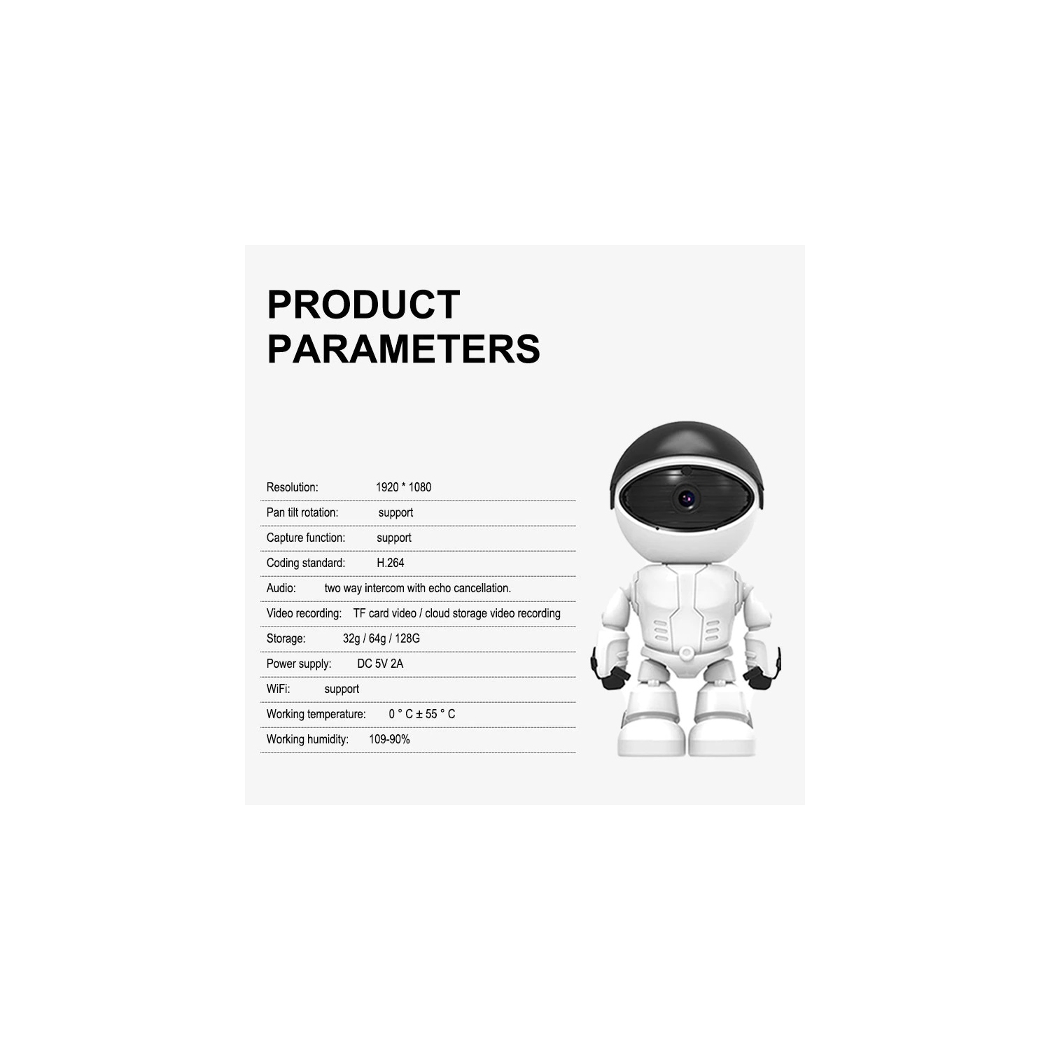 Caméra IP de surveillance résidentielle robot caméra de suivi intelligent Wi-Fi sans fil interphone surveillance vidéo 1080p nuage/stockage de cartes