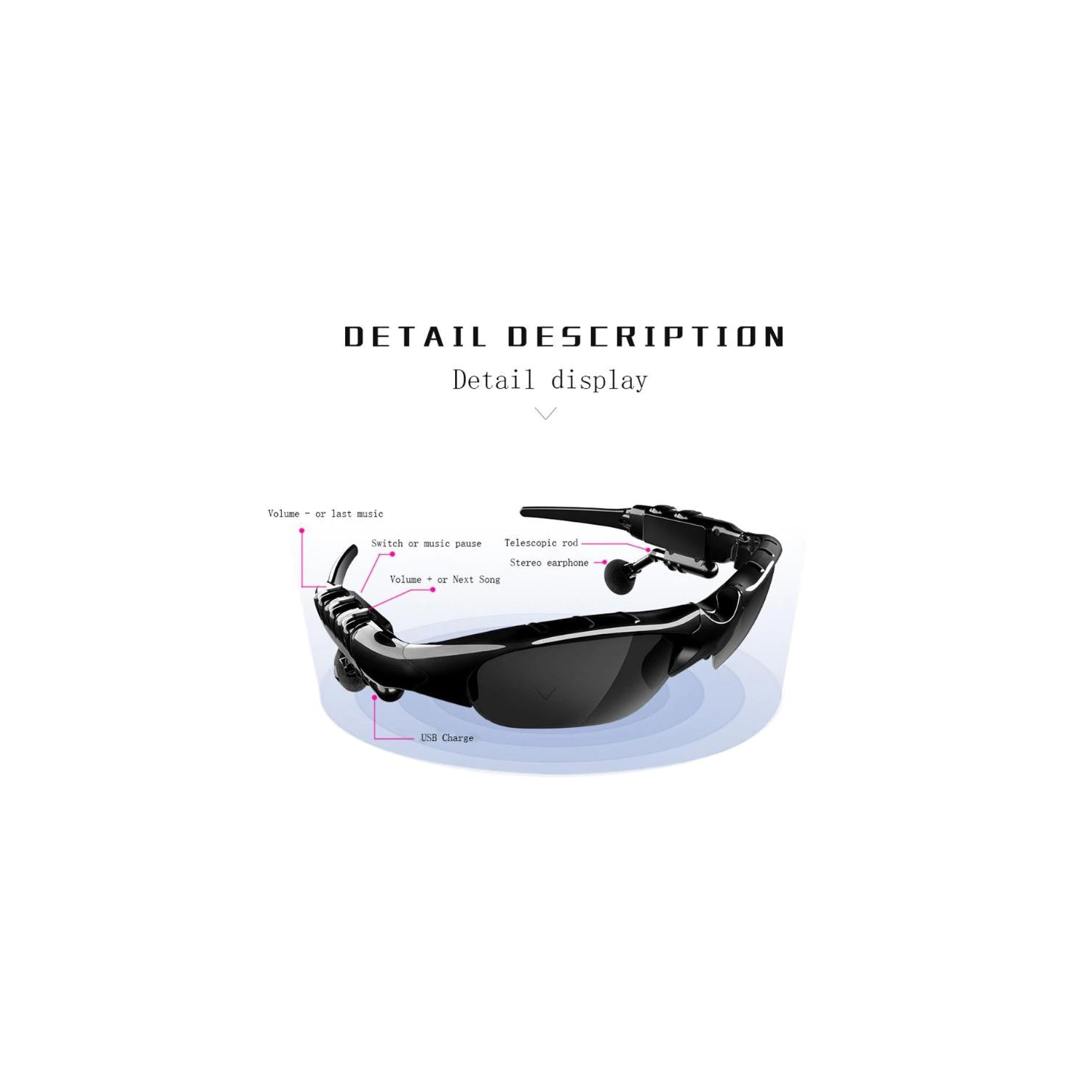 Wireless Bluetooth Headphones Sunglasses Anti-ray Stereo Music Bluetooth Headphones Support Both Headset and Hands-Free