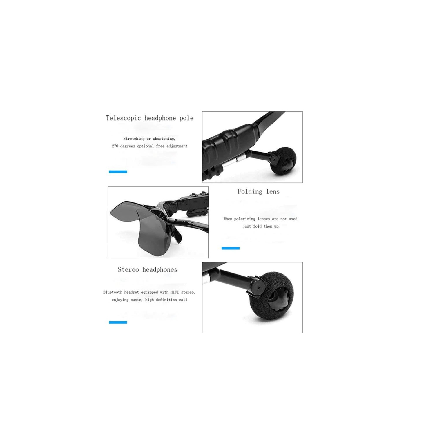 Wireless Bluetooth Headphones Sunglasses Anti-ray Stereo Music Bluetooth Headphones Support Both Headset and Hands-Free