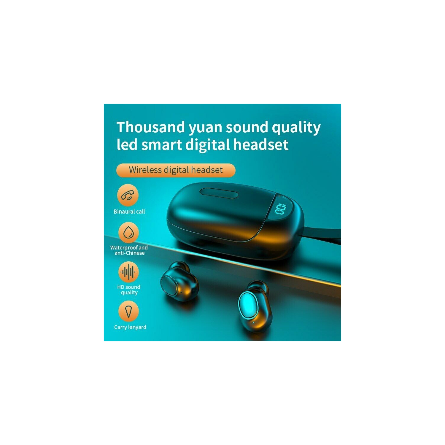 Wireless Earbuds with Immersive Sound True 5.0 Bluetooth in-Ear Headphones - Includes 2000mAh Charging Case - Stereo Calls IPX7 Sweatproof Deep Bass