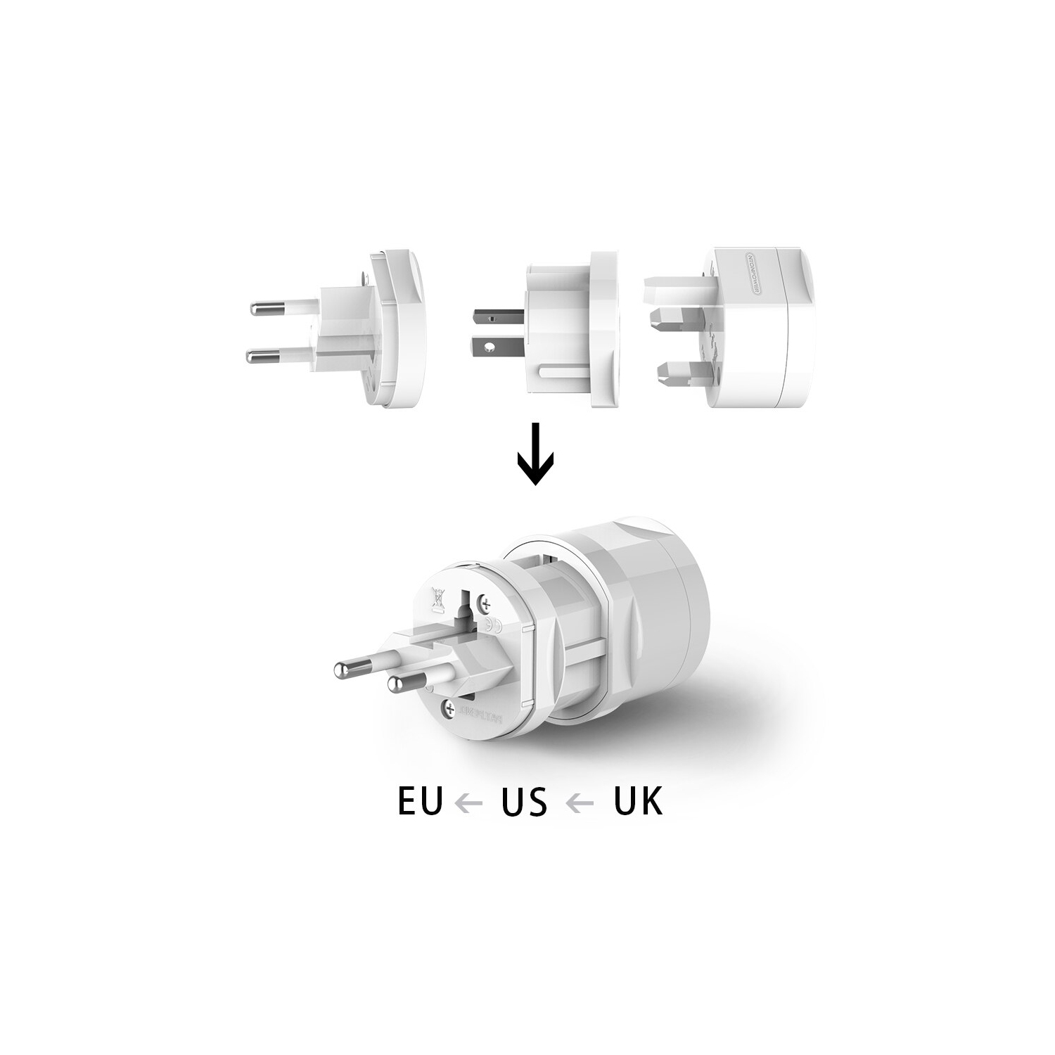 Adaptateur de prise électrique universelle UTA, convertisseur de puissance de voyage, sortie tout-en-un, utilisation mondiale pour US/ UK/ EU/ AU
