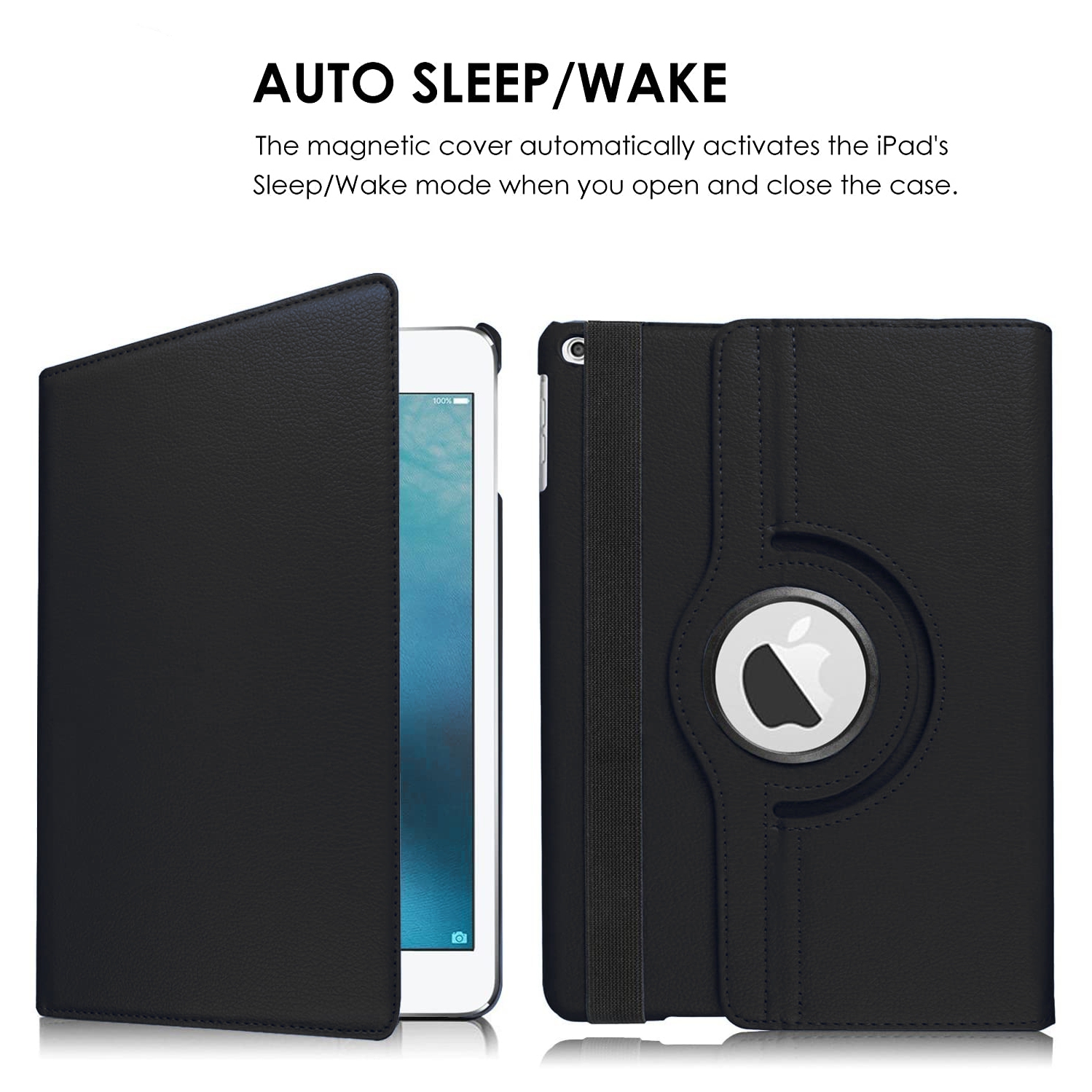 Étui folio XCRS pour Apple iPad de 10,2 po de 9th génération, 8th génération (2020), 7th génération (2019) avec rotation à 360°, visionnement