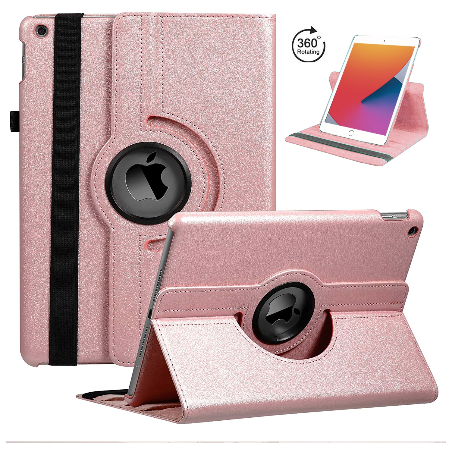 XCRS Étui folio pour Apple iPad 10,2" 9e génération, 8e gén (2020), 7e gén (2019) Housse pivotante à 360°, affichage multi-angle, réveil/veille