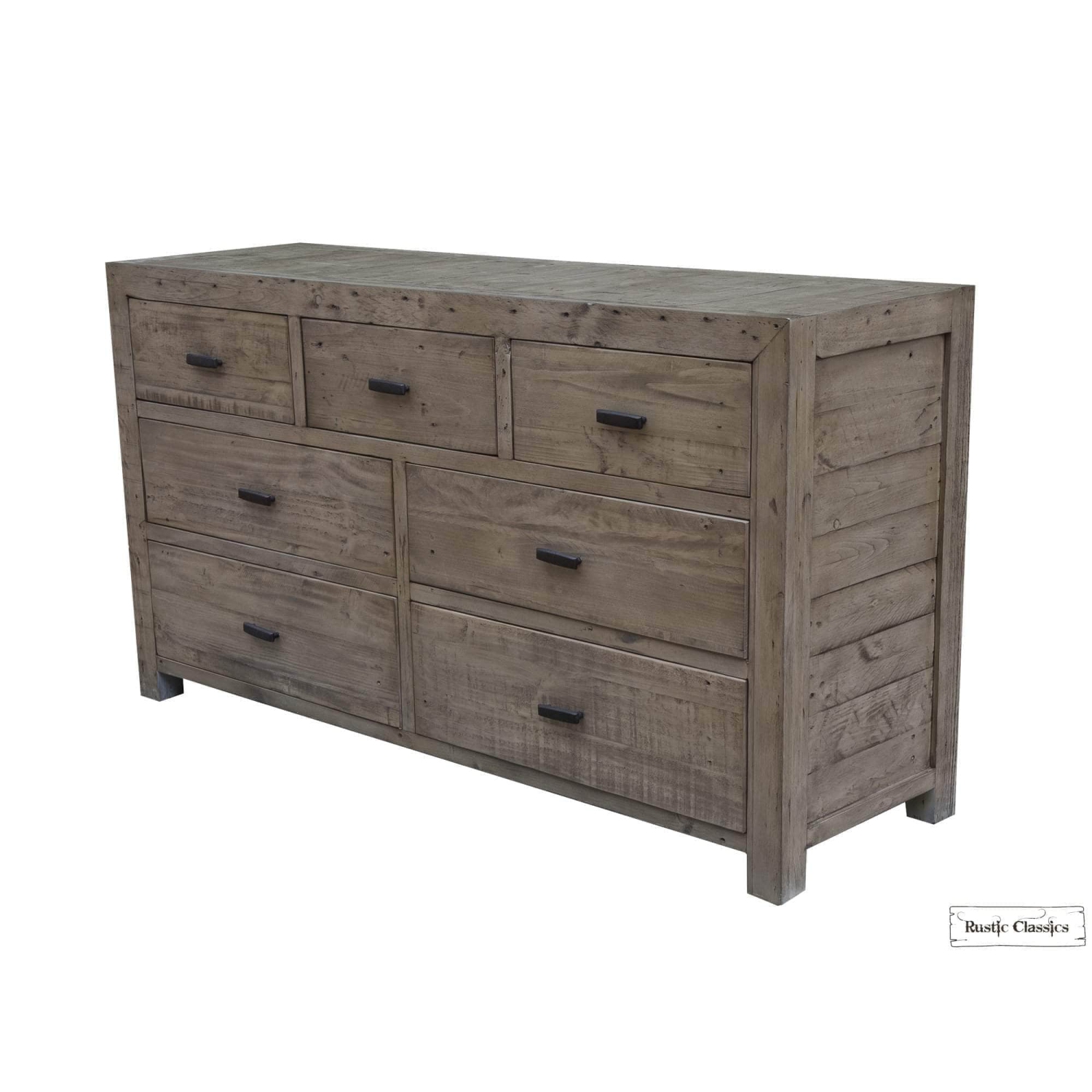 Rustic Classics Whistler Reclaimed Wood 7 Drawer Dresser in Grey