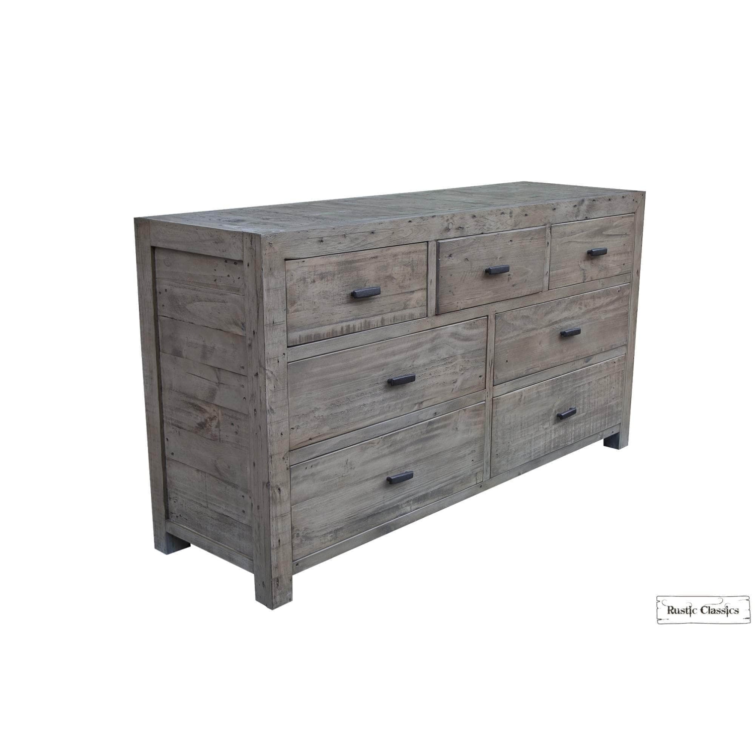 Rustic Classics Whistler Reclaimed Wood 7 Drawer Dresser in Grey