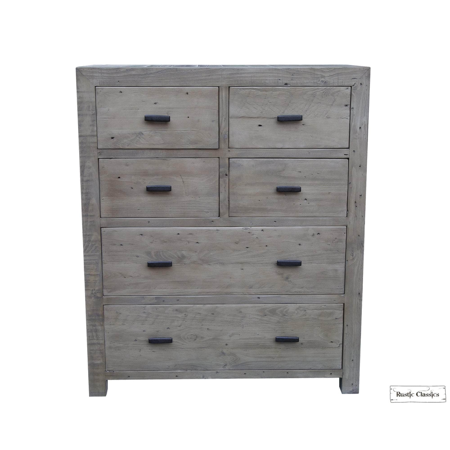 Commode à 6 tiroirs en bois récupéré Whistler rustique Classics, gris