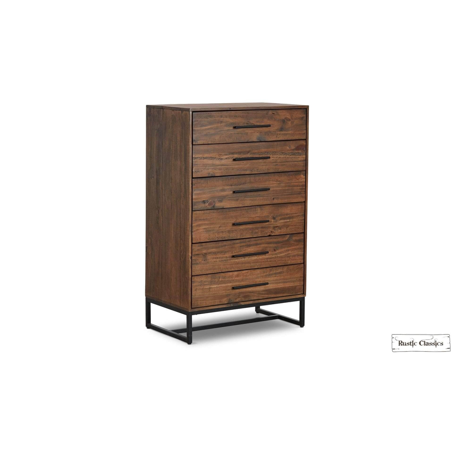 Rustic Classics Blackcomb Reclaimed Wood and Metal 6 Drawer Chest in Coffee Bean