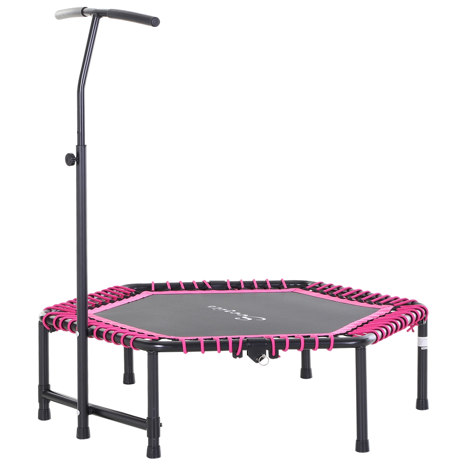 Soozier 48" Adult Hexagon Rebounder Trampoline Fitness Bungee Jumping Cardio Trainer Outdoor Bouncer Jumper Adjustable Bar Pink