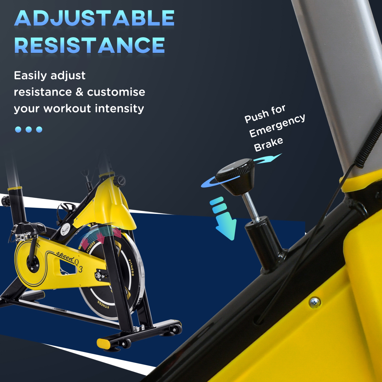 Vélo stationnaire de Soozier, vélo d'entraînement cardio intérieur avec résistance réglable à entraînement par courroie, siège, guidon avec écran ACL