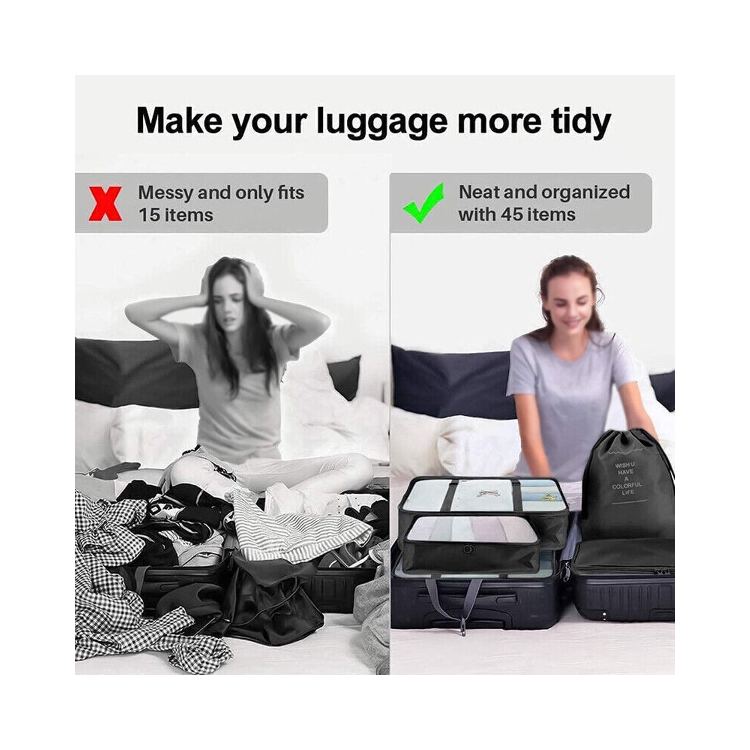 ISTAR 6Pcs/Set Travel Storage Bag , Set of Luggage Organizer with Laundry Bag