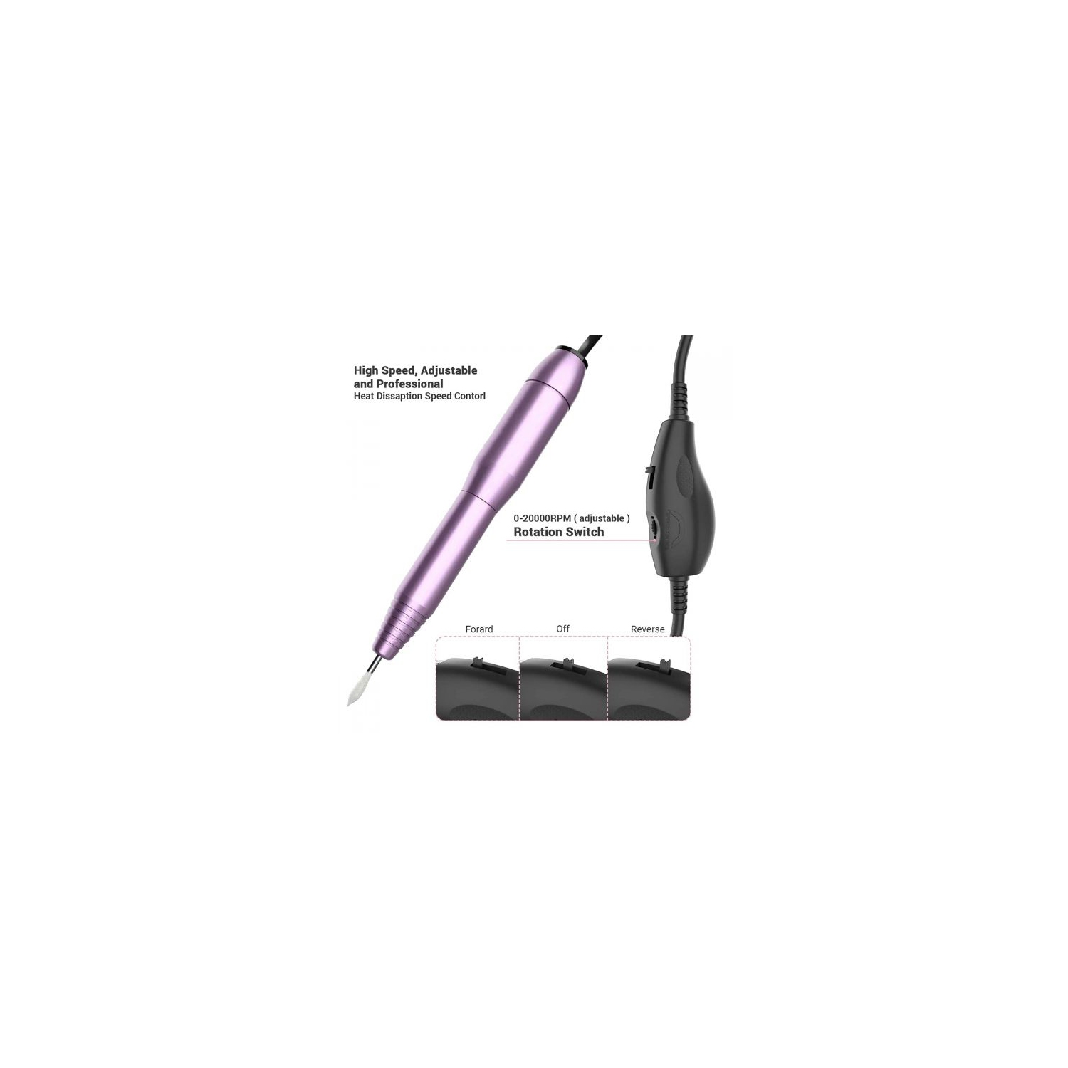 20000 Electric Nail Drill Professional Nail File Drill Acrylic Nails Kit for Manicure Gel Nail Polish Remover with 1 Pack of Sanding Bands(Pink)