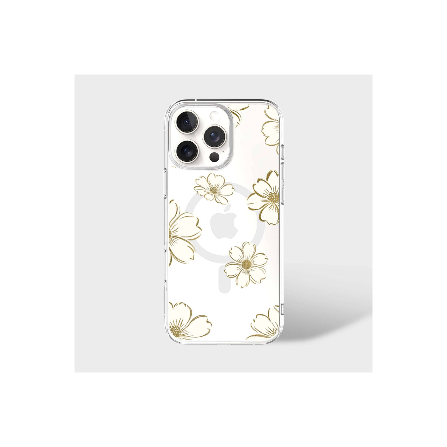 Étui transparent avec motif doré MagSafe pour iPhone 16 Pro