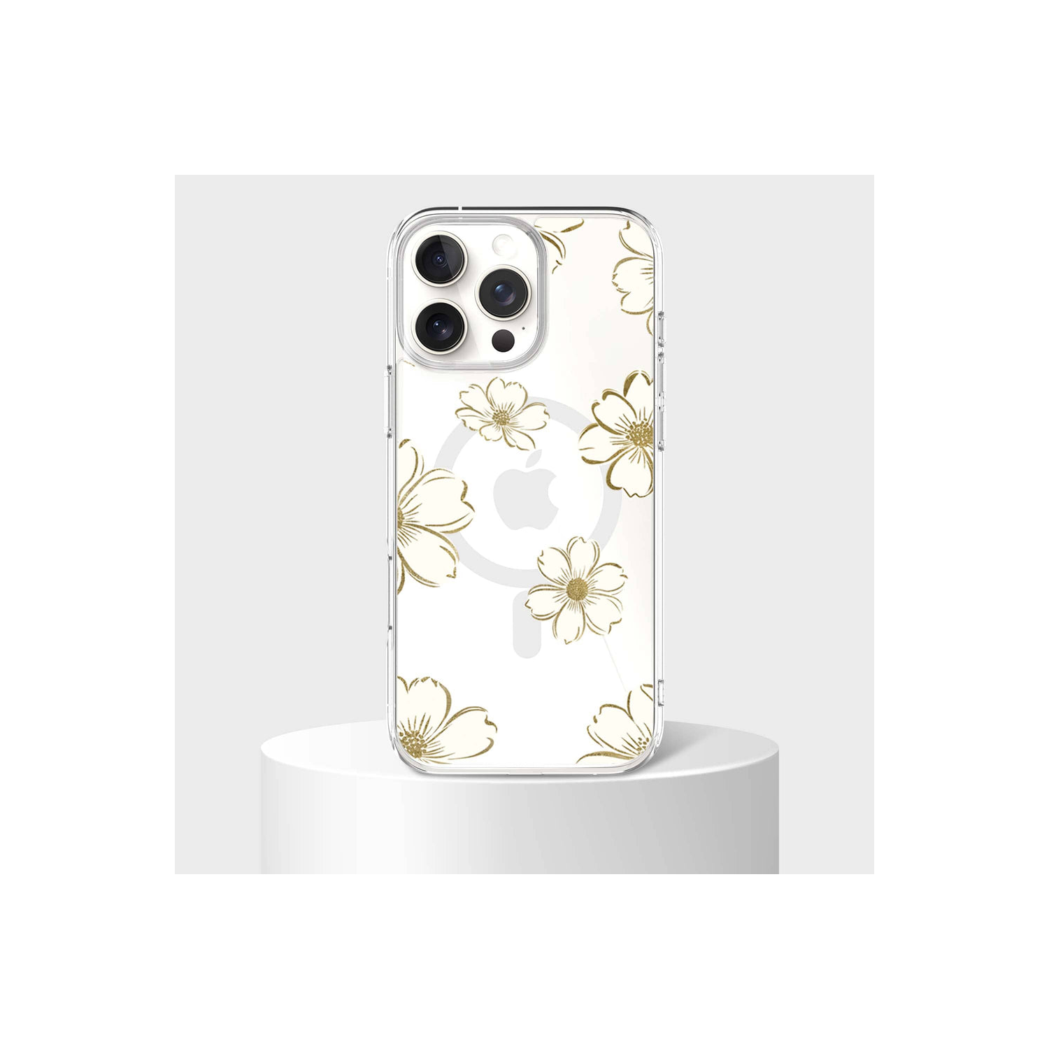 Étui transparent avec motif doré MagSafe pour iPhone 16 Pro