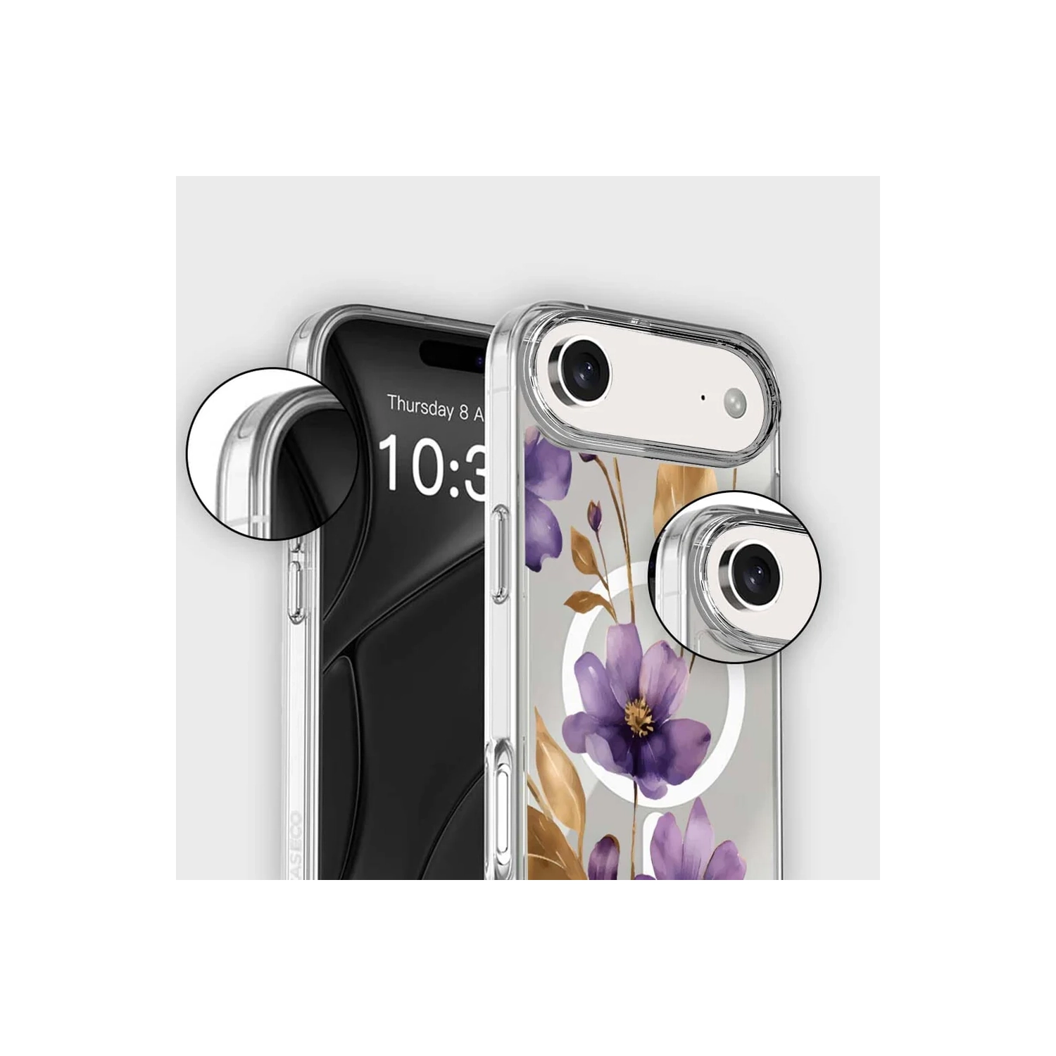 iPhone Air Purple Wildflower Clear Case With MagSafe