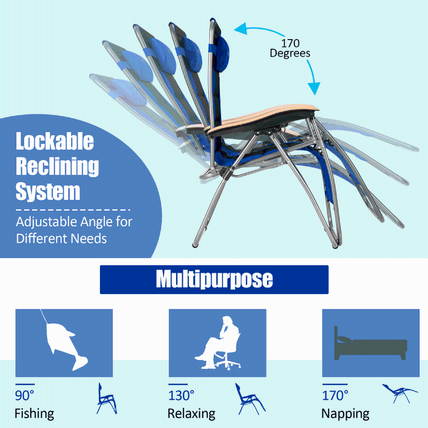 Costway Padded Zero Gravity Lounge Chair Oversize Folding Adjustable