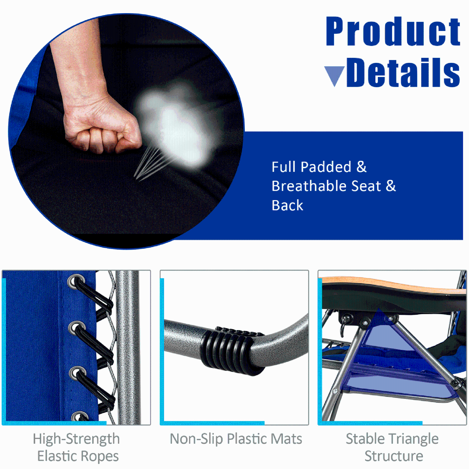 Costway Padded Zero Gravity Lounge Chair Oversize Folding Adjustable