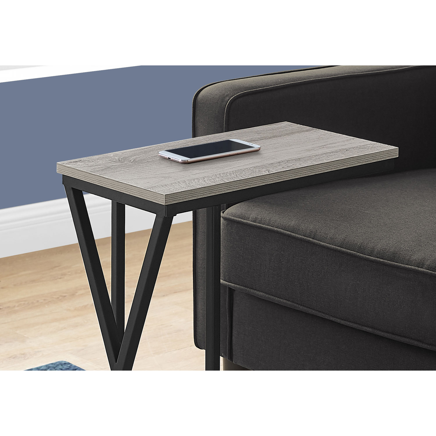 Monarch Contemporary Rectangular Accent Table - Grey/Black Metal