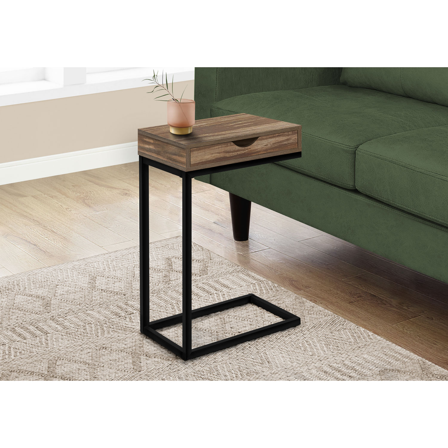 Table d'appoint rectangulaire contemporaine de Monarch - Brun