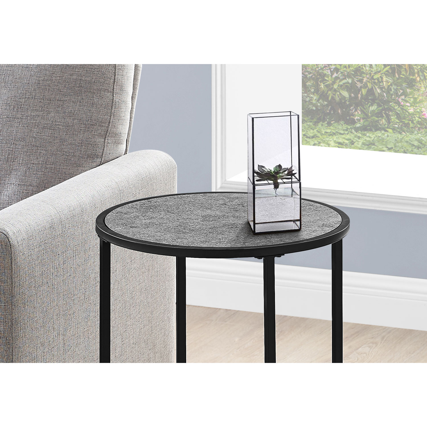 Monarch Contemporary Circular Accent Table - Grey