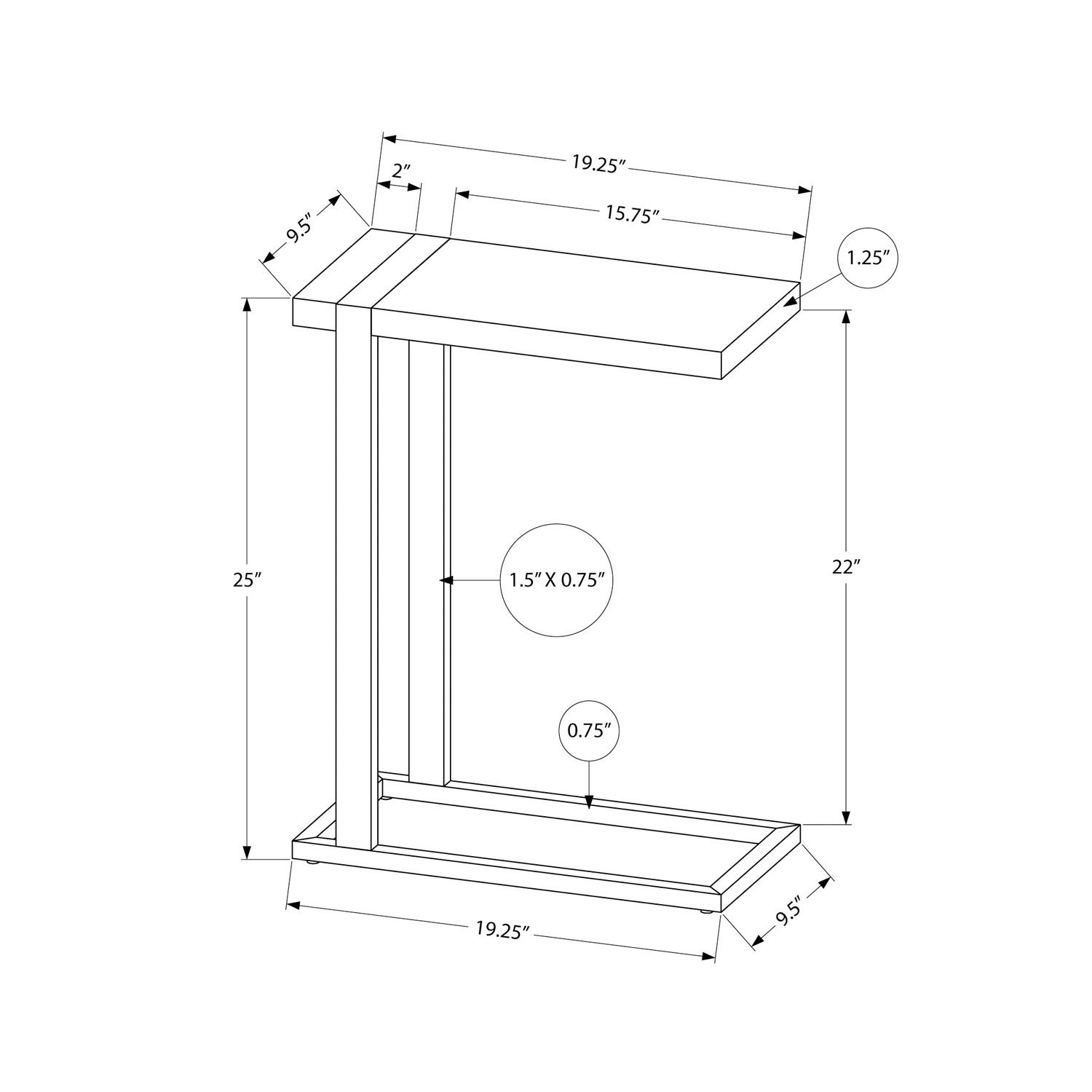 Monarch Contemporary Rectangular Accent Table - Black/Reclaimed Wood