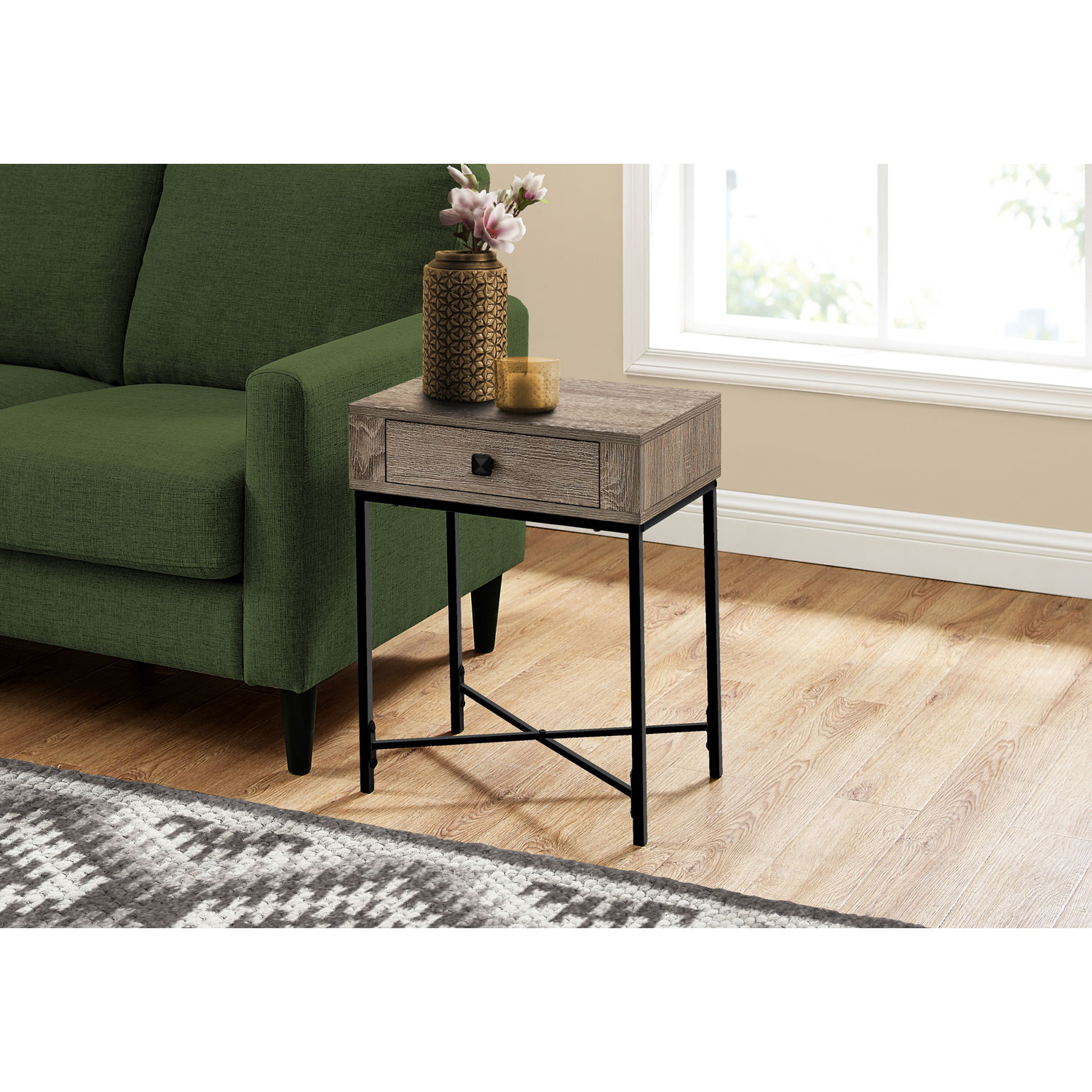 Monarch Contemporary Rectangular End Table - Dark Taupe