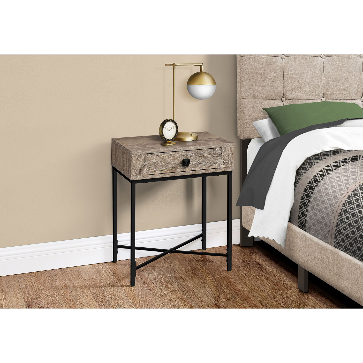 Monarch Contemporary Rectangular End Table - Dark Taupe