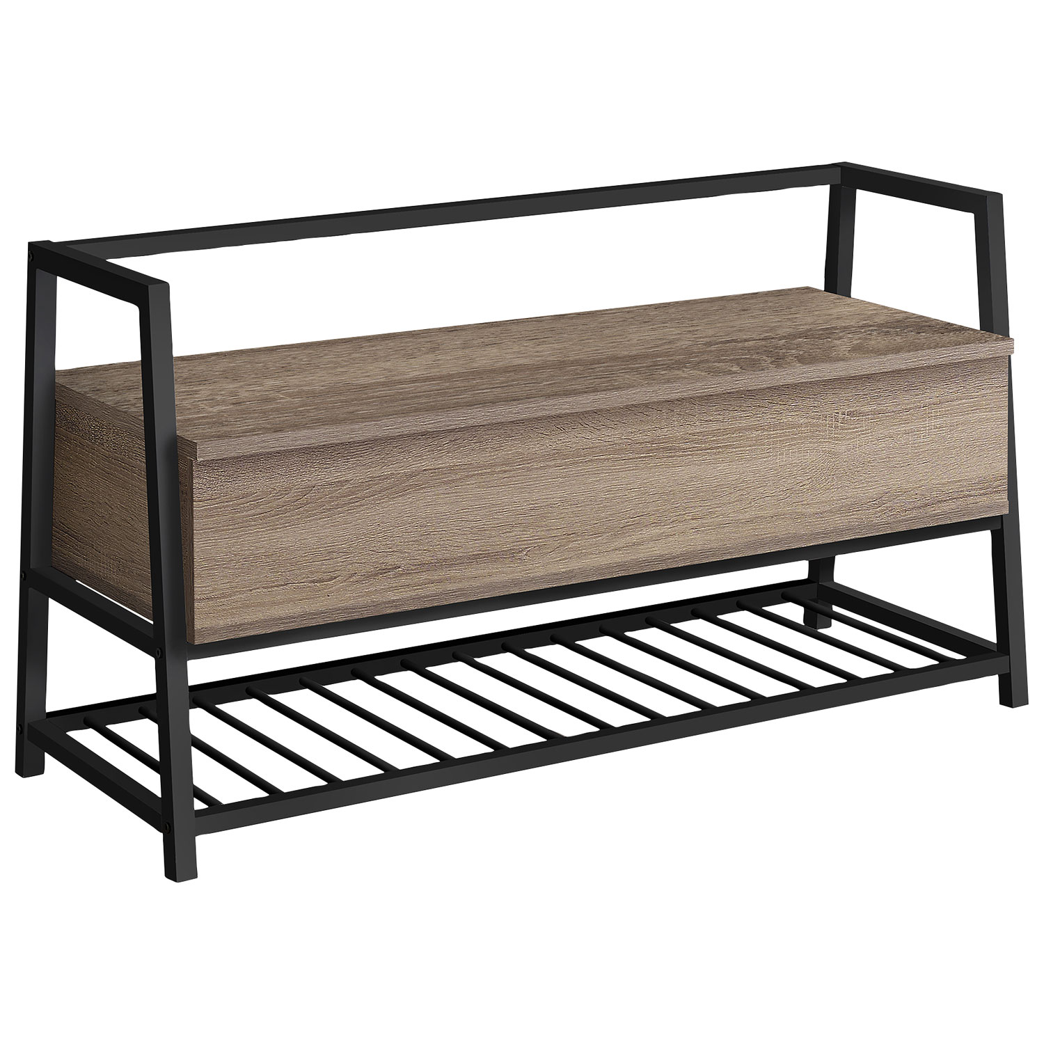 Banc d'entrée contemporain avec espace de rangement et porte-chaussures de Monarch - Taupe foncé