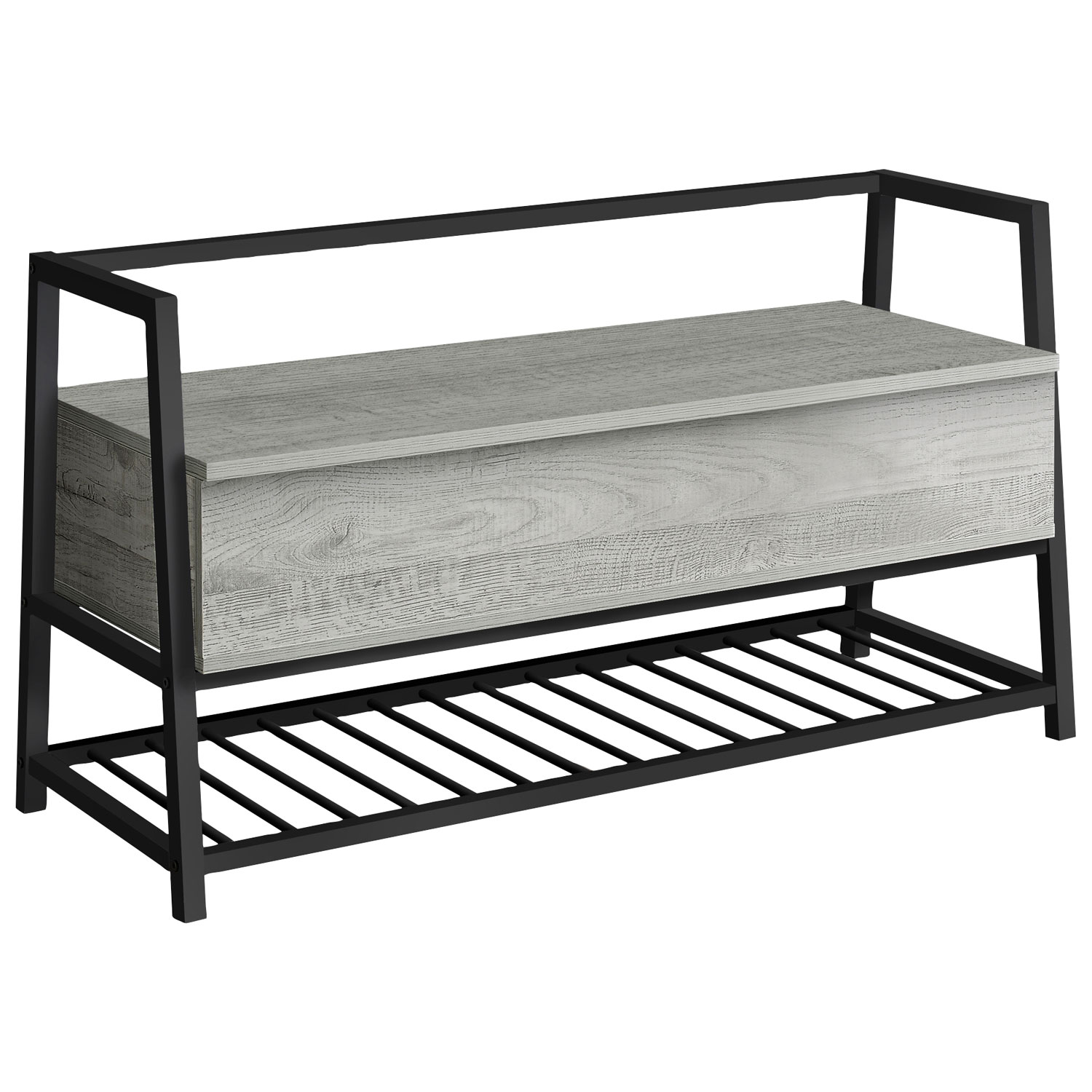 Banc d'entrée contemporain avec espace de rangement et porte-chaussures de Monarch - Gris