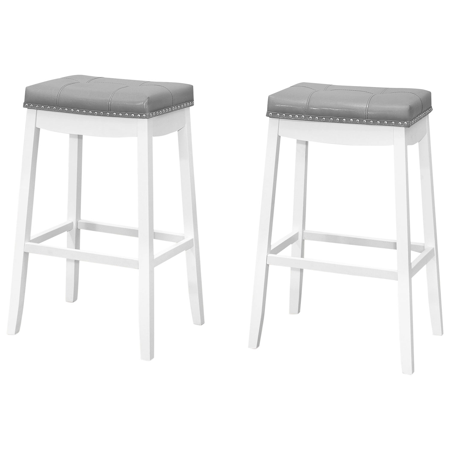 Monarch Traditional Bar Height Backless Barstool - Set of 2 - White