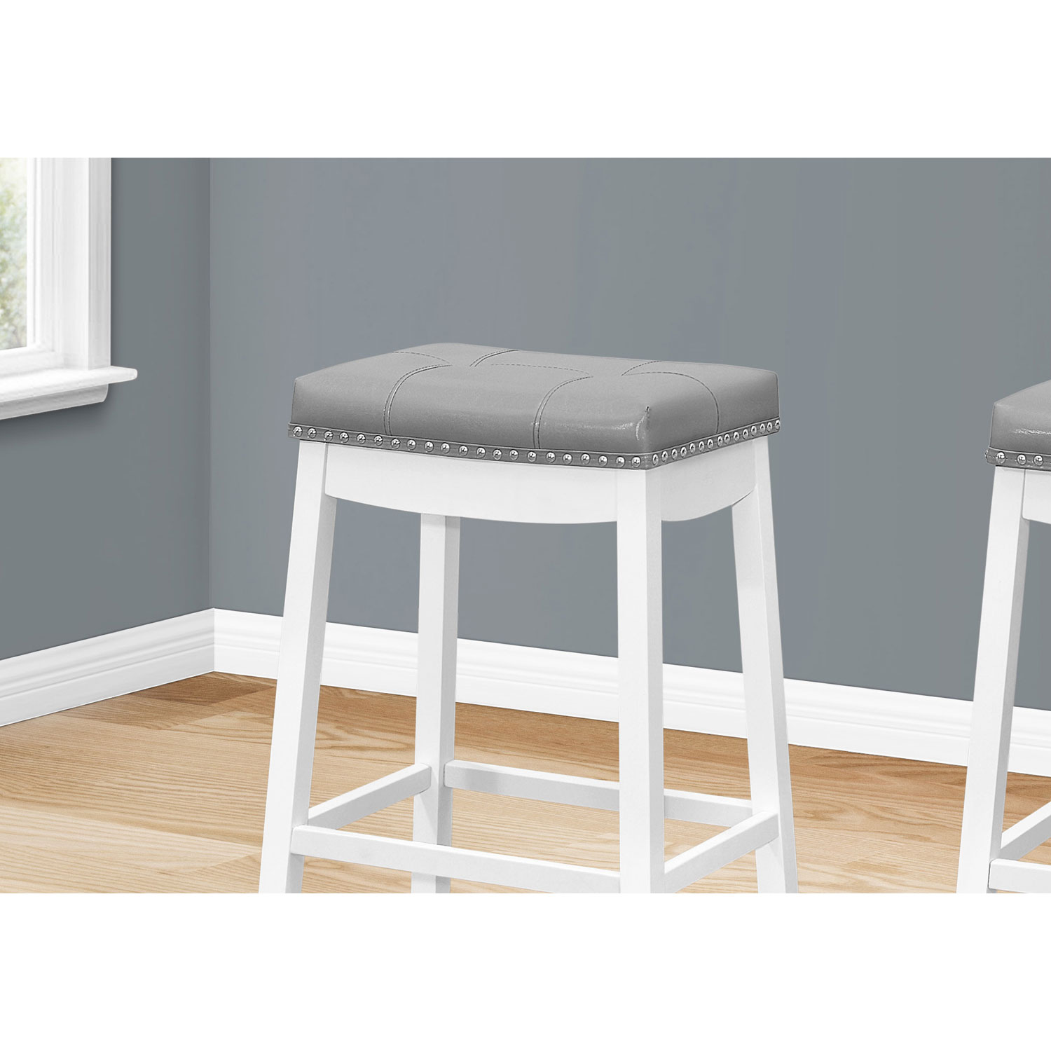 Monarch Traditional Bar Height Backless Barstool - Set of 2 - White