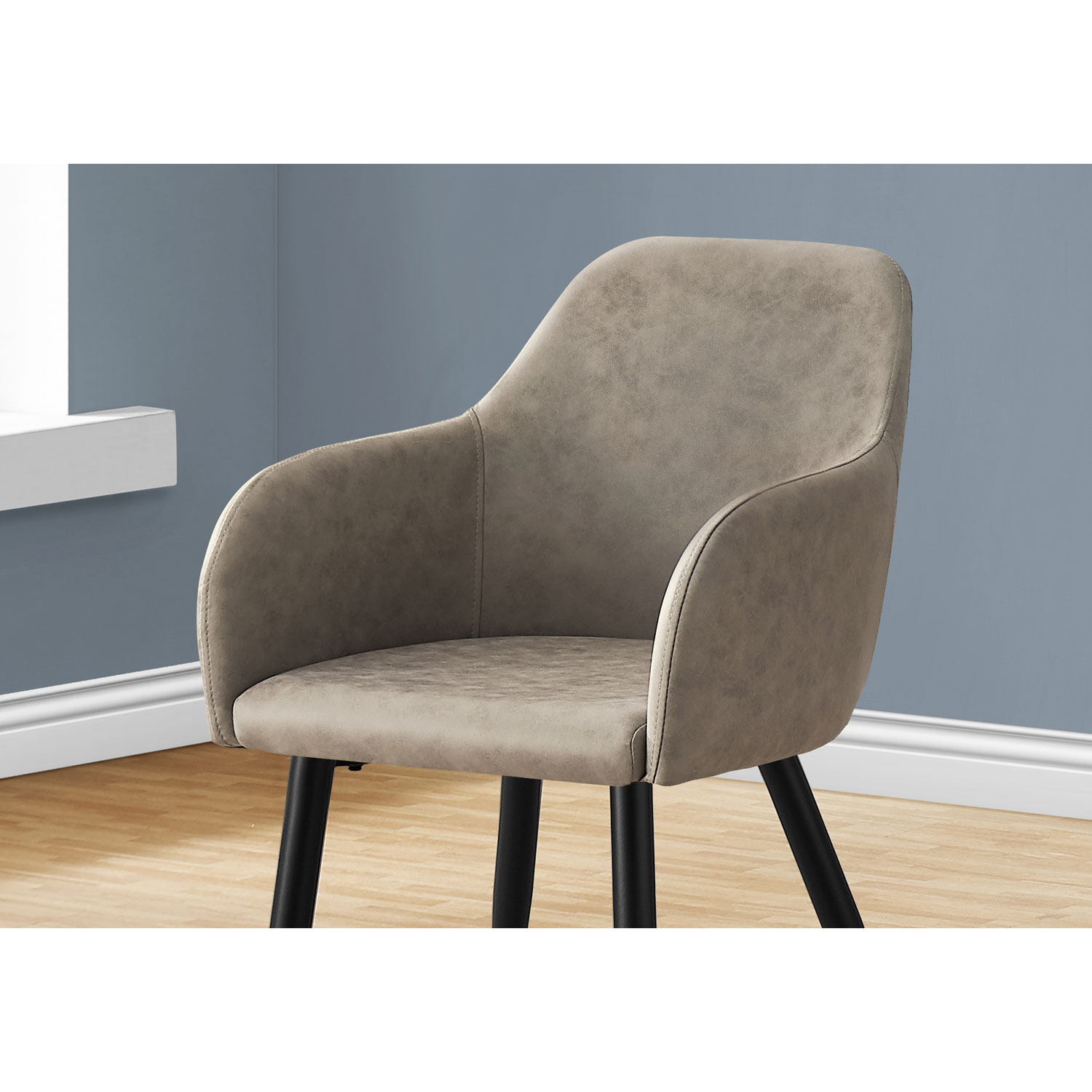 Chaise de salle à manger contemporaine à accoudoirs en similicuir Monarch - Ensemble de 2 - Taupe