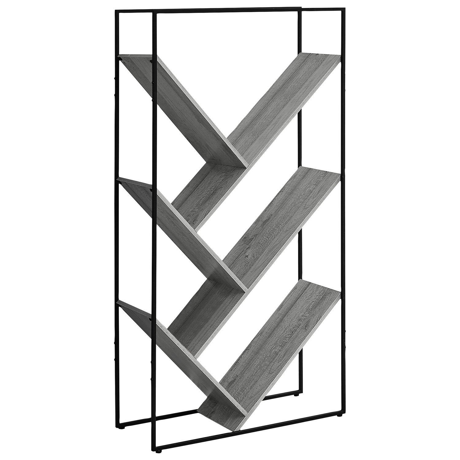 Bibliothèque inclinée de 60 po à 5 tablettes - Gris